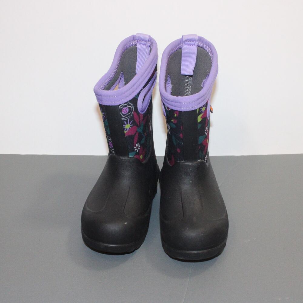 Bogs Kids Boots Black with Purple Accents